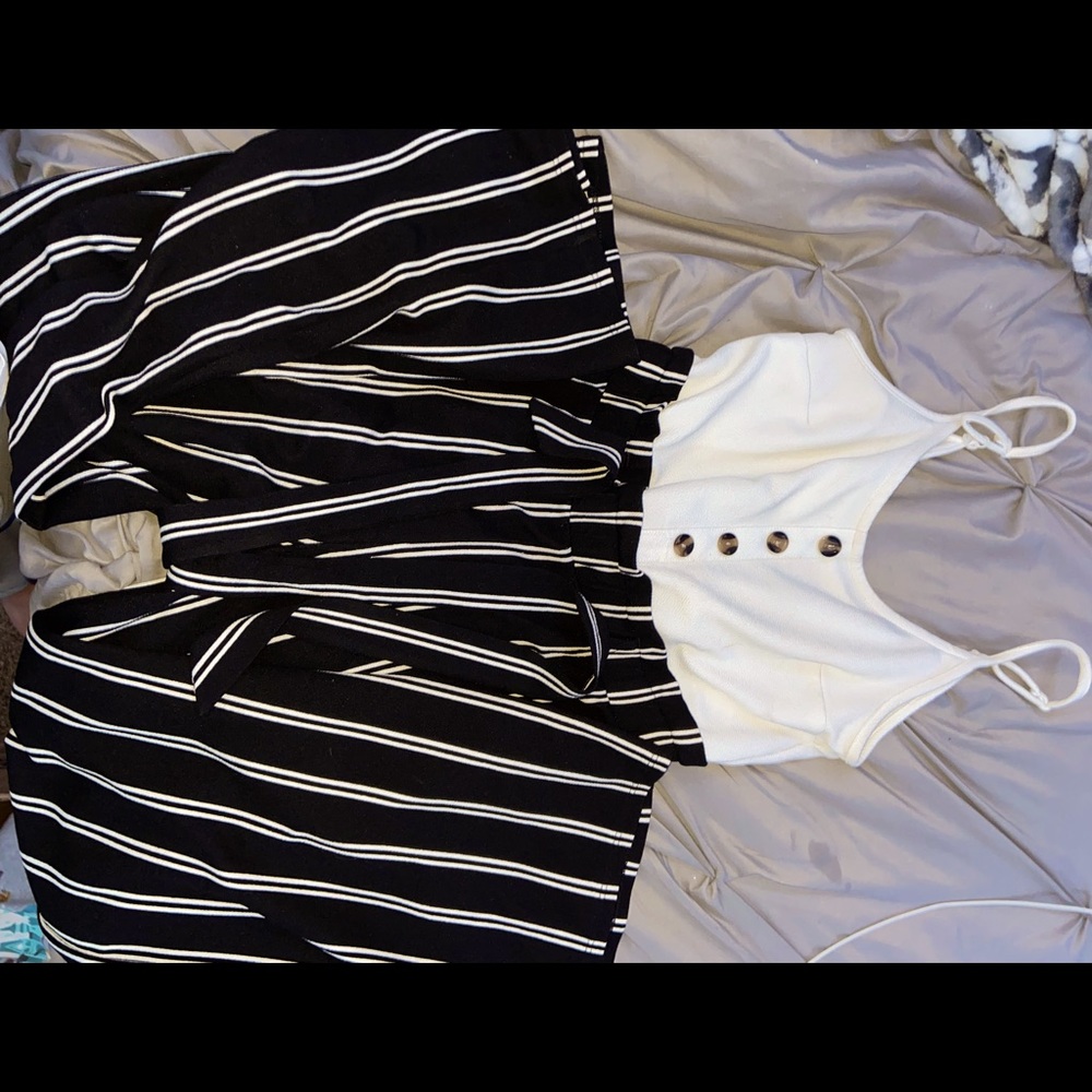 Black and White striped Romper
